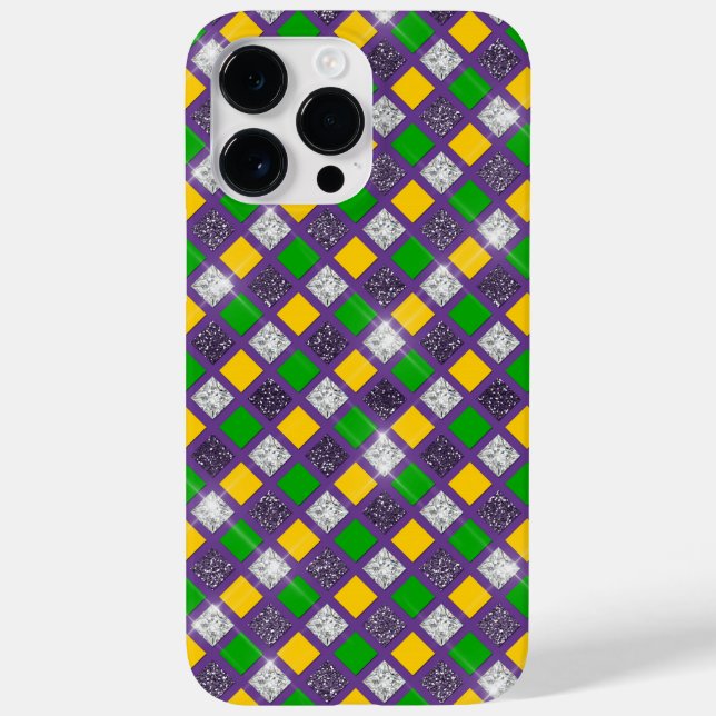 COQUES Case-Mate iPhone PURPLE OR VERT MARDI GRAS DIAMOND MOTIFS (Verso)