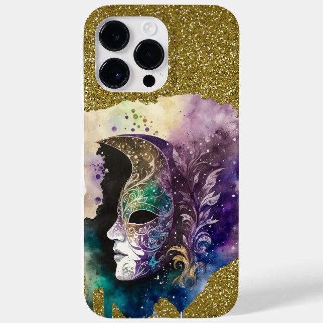 COQUES Case-Mate iPhone PURPLE OR VERT MARDI GRAS MASK & FEATHERS (Verso)
