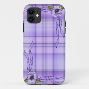 Coques Pour iPhone Purple Pansy Plaid