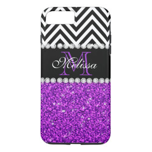 COQUES POUR iPhone PURPLE PARTIES SCINTILLANT NOIR CHEVRON MONOGRAMME
