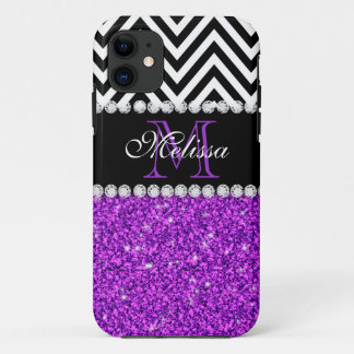 Case-Mate iPhone CASE PURPLE PARTIES SCINTILLANT NOIR CHEVRON MONOGRAMME