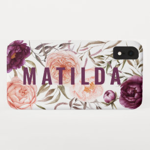 Case-Mate iPhone Case Purple + pêche aquarelle chute florale monogramme