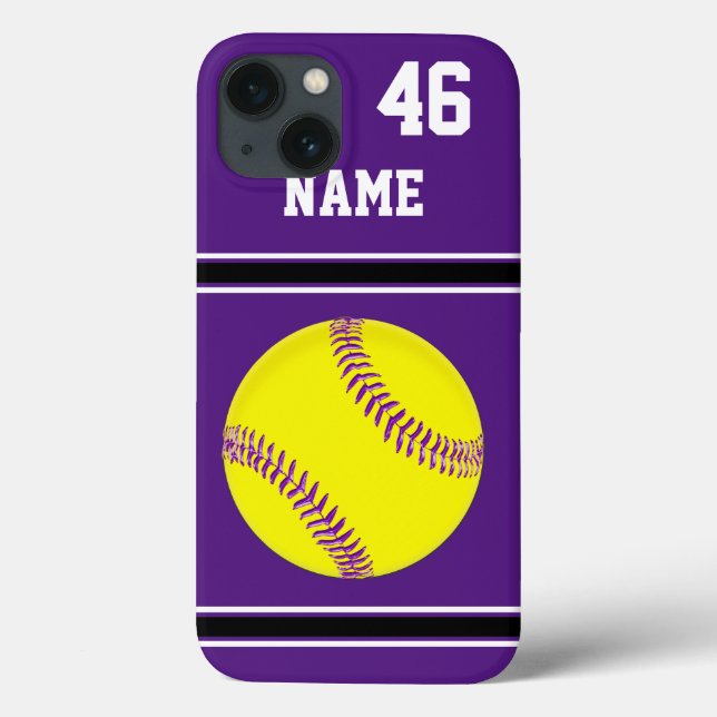 Coques Case-Mate iPhone Purple Personalized Softball iPhone Cases (Verso)