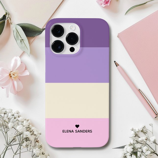 Coques Case-Mate iPhone Purple Pink Cream Stripes Modern Style for her (Créateur téléchargé)