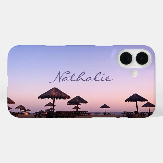 Coques Case-Mate iPhone Purple Pink Ombre Sunset California Beach Nom (Verso (horizontal))