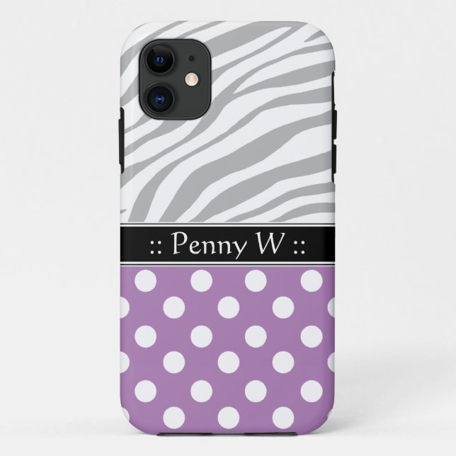Coques Case-Mate iPhone Purple Polka Dot Faded Zebra Imprimer iPhone 5 Coq (Dos)