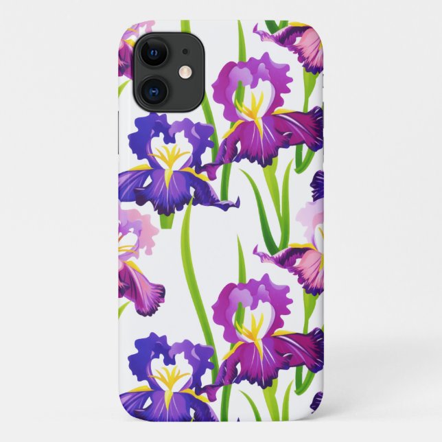 Coques Case-Mate iPhone Purple Rustique Pré Iris Fleurs Aquarelle (Dos)