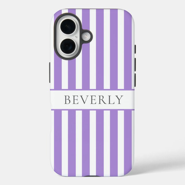 Coques Case-Mate iPhone Purple striped Personalized Name  (Verso)