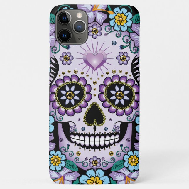 Coques Case-Mate iPhone Purple Sugar Skull (Dos)