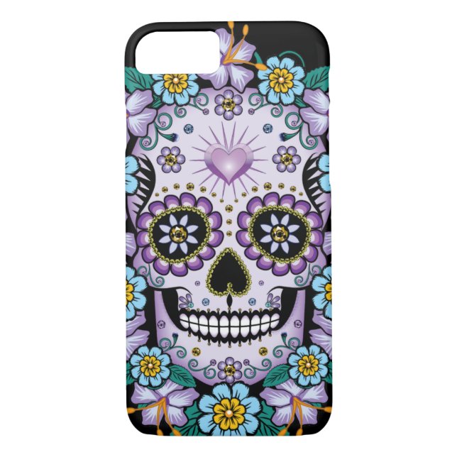 Coques Case-Mate iPhone Purple Sugar Skull (Dos)
