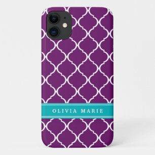 Case-Mate iPhone Case Purple Trellis Motif Turquoise Nom