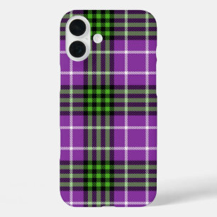 COQUE POUR iPhone 16 PLUS PURPLE VERT BLANC HALLOWEWEEN PLAID MOTIF