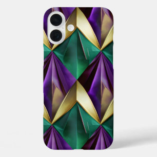 COQUE POUR iPhone 16 PLUS PURPLE VERT OR MARDI GRAS COULEURS
