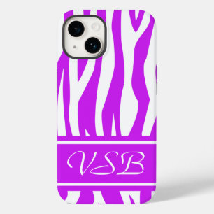 Coques Pour iPhone Purple Zebra Impression avec monogramme