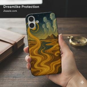 Coque Pour iPhone 16 Plus Pyramides antiques Mystique Or céleste