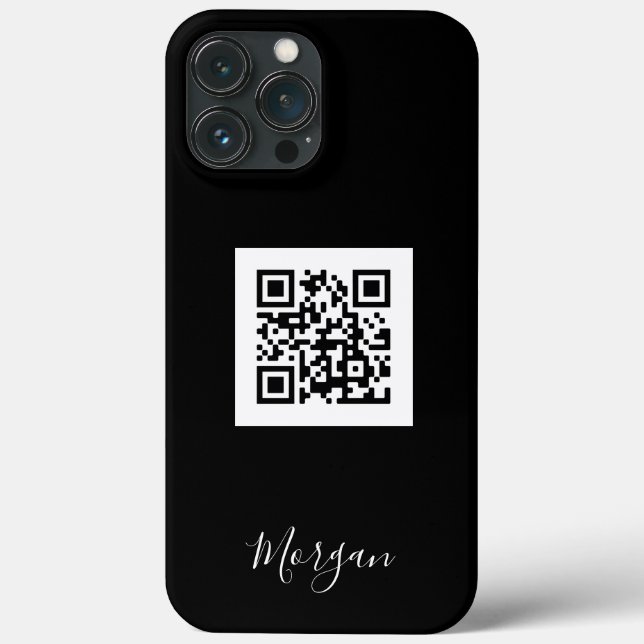 Coques Case-Mate iPhone QR Code, Logo Art ou Photo, Blk Script Name, Black (Verso)