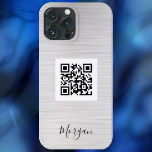 Case-Mate iPhone Case QR Code, Logo Art ou Photo, Nom, Brossé Argent C
