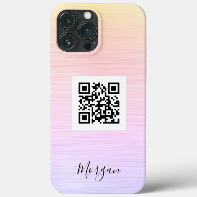 Coques Case-Mate iPhone QR Code, Logo Art ou Photo, Nom, Rainbow Texture (Verso)