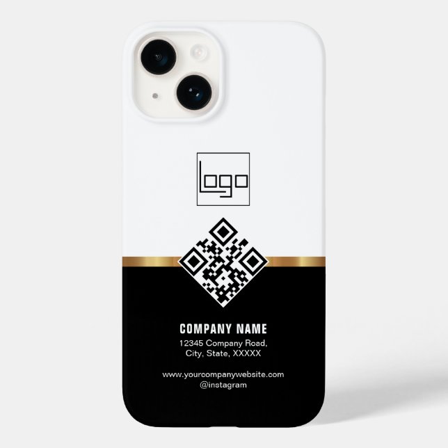 Coques Case-Mate iPhone QR Code Professional Custom Logo Black Gold Modern (Verso)