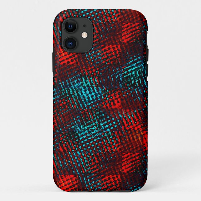 Coques Case-Mate iPhone Quadriculados riscados em azul claro e vermelho. (Dos)