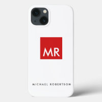 Qualité Rouge Blanc Monogramme Élégant Unique