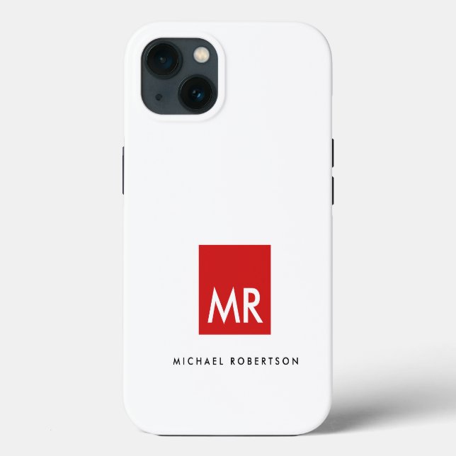 Coques Case-Mate iPhone Qualité Rouge Blanc Monogramme Élégant Unique (Verso)