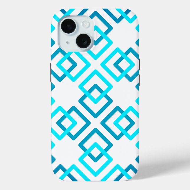 Coques Case-Mate iPhone Quatre carrés de couleur cyan (Verso)