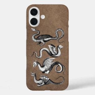 Coque Pour iPhone 16 Plus Quatre Dragons Faux Cuir