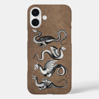 Coque Pour iPhone 16 Plus Quatre Dragons Faux Cuir