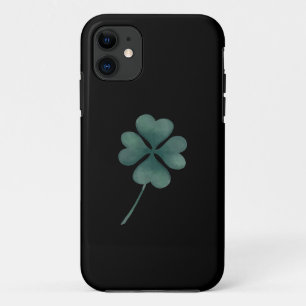 Case-Mate iPhone Case Quatre Feuilles Vert Clocher Sur Aquarelle Noire