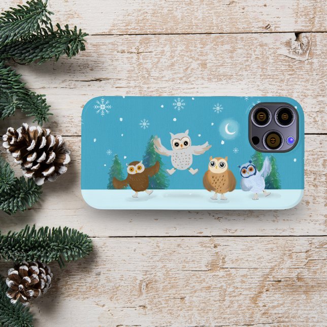 Coques Case-Mate iPhone Quatre petites chouettes faisant du patin à glace (Créateur téléchargé)