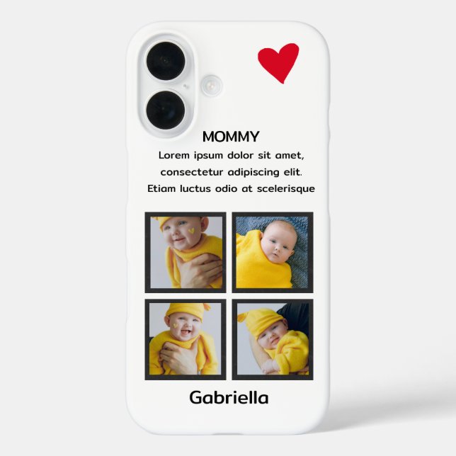 Coques Case-Mate iPhone Quatre Photo Collage Coeur Texte personnalisé pers (Verso)