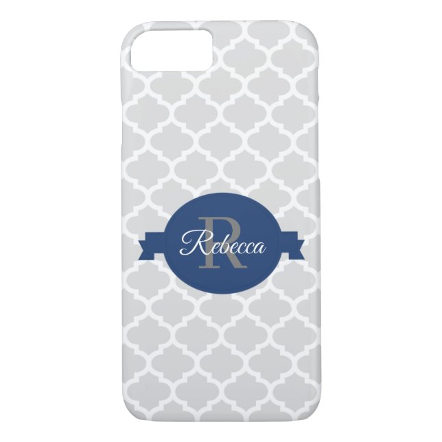 Coques Case-Mate iPhone Quatrefoil bleu personnalisé (Dos)