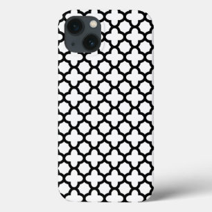 iPhone 13 Case Quatrefoil noir et blanc