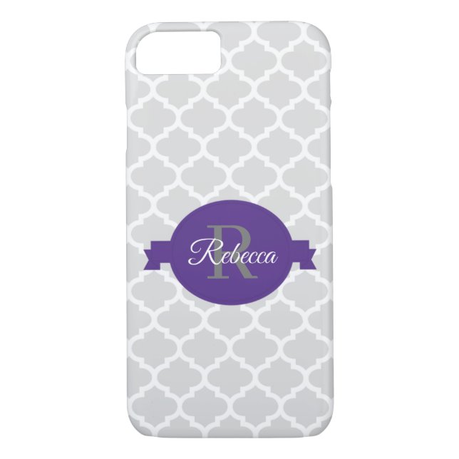 Coques Case-Mate iPhone Quatrefoil pourpre Personnalisé (Dos)