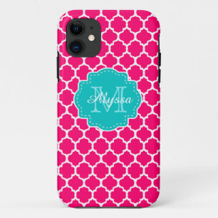 Coque Case-Mate Pour iPhone Quatrefoil rose bleu personnalisé