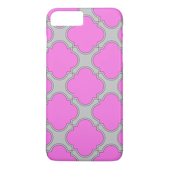 Coques Case-Mate iPhone Quatrefoil rose et gris (Dos)