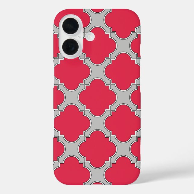 Coques Case-Mate iPhone Quatrefoil rouge et gris (Verso)