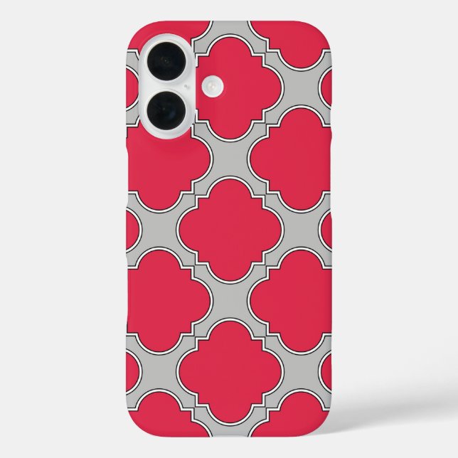 Coques Case-Mate iPhone Quatrefoil rouge et gris (Verso)