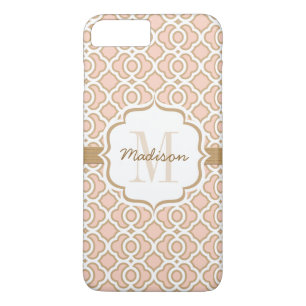 Coque iPhone 7 Plus Quatrefosse rose et or monogramme