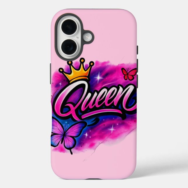 Coques Case-Mate iPhone Queen Airbrush Graffiti Crown & Butterfly  (Verso)