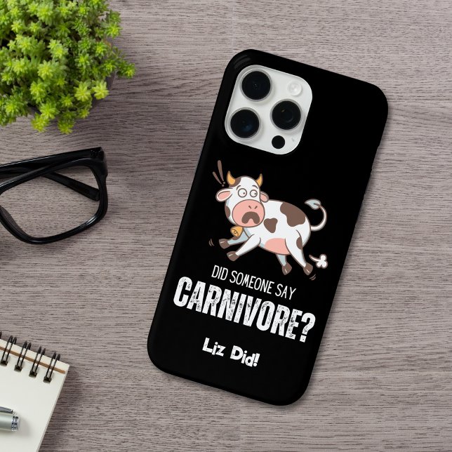 Coques Case-Mate iPhone Quelqu'Un A Dit Carnivore Drôle Amateur De Viande (Make a statement with our carnivore-themed case! Featuring a running cow and witty text. #Carnivore)