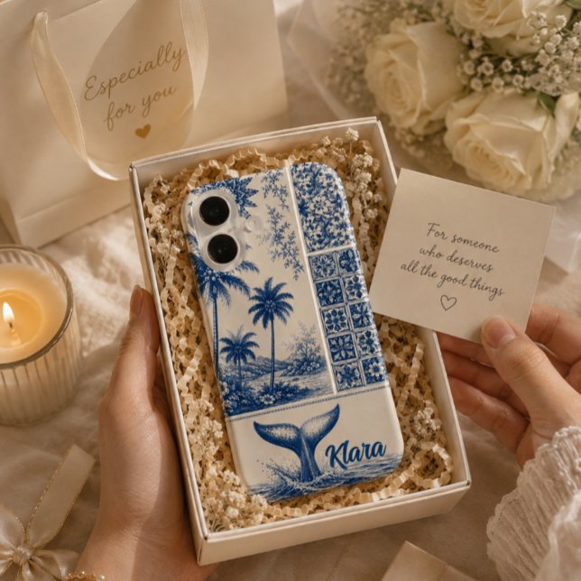 Coques Case-Mate iPhone Queue de baleine tropicale personnalisée (Créateur téléchargé)
