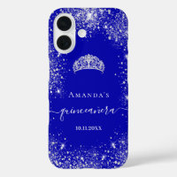 Quinceanera royal bleu argent parties scintillant 