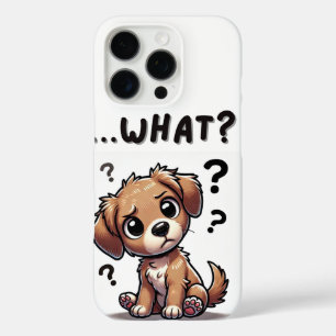 Coque iPhone 16 Pro "...quoi ?" Adorable Confused Cartoon Puppy