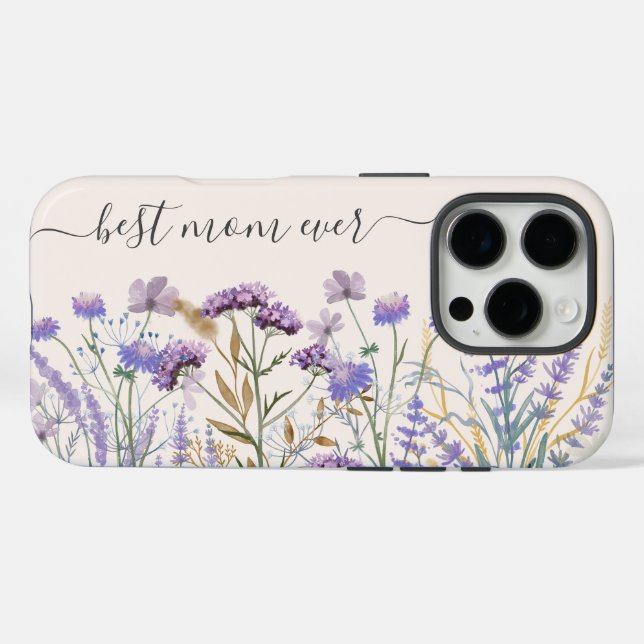 Coques Case-Mate iPhone Quote-part Fleur sauvage couleur pourpre (Verso (horizontal))