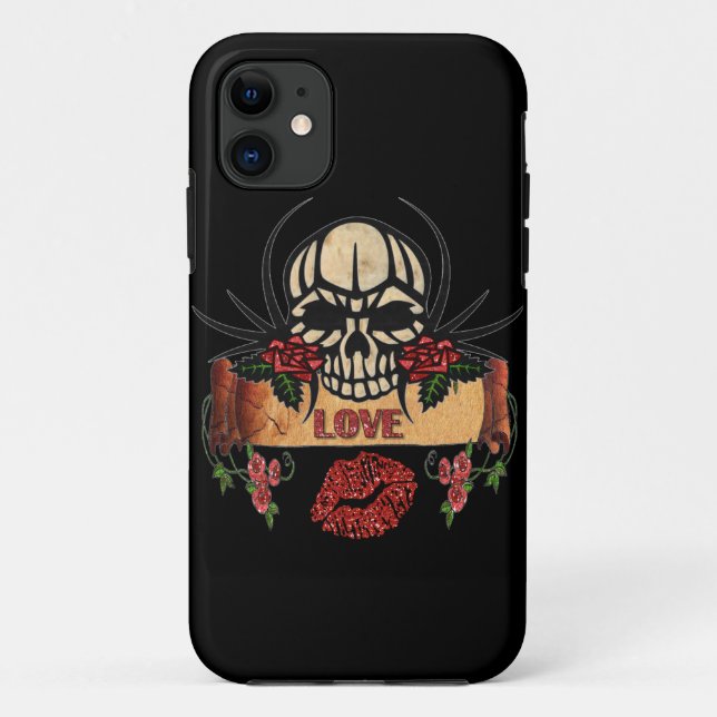 Coques Case-Mate iPhone RAB Rockabilly Crâne Roses Love Lipstick (Dos)