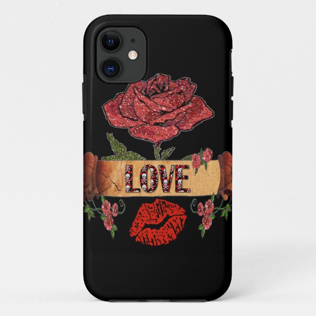 Coques Case-Mate iPhone RAB Rockabilly Roses, Amour & Rouge à Lèvres (Dos)