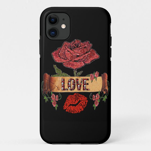 Coques Case-Mate iPhone RAB Rockabilly Saint-Valentin Roses, Amour & Rouge (Dos)