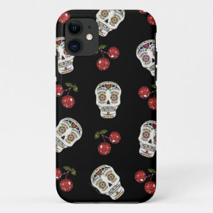 Etui iPhone Case-Mate RAB Rockabilly Sugar Skulls Cherries On Black